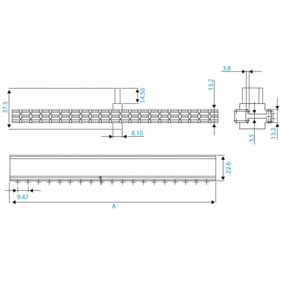 Kratka rynny przelewowej do basenu łączenie pojedyncze 150 mm x 22 mm CLASSIC TEBAS