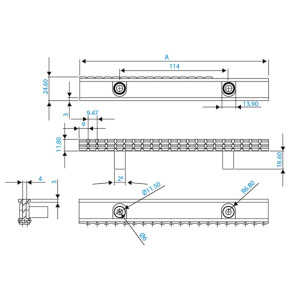 Kratka rynny przelewowej do basenu łączenie podwójne 250 mm x 22 mm CLASSIC TEBAS 2