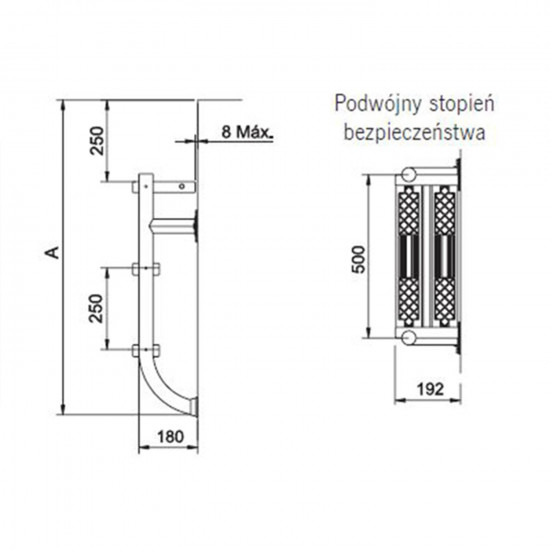 Drabinka basenowa 5-stopniowa z podwójnym stopniem dzielona - część dolna LUXE ASTRAL POOL