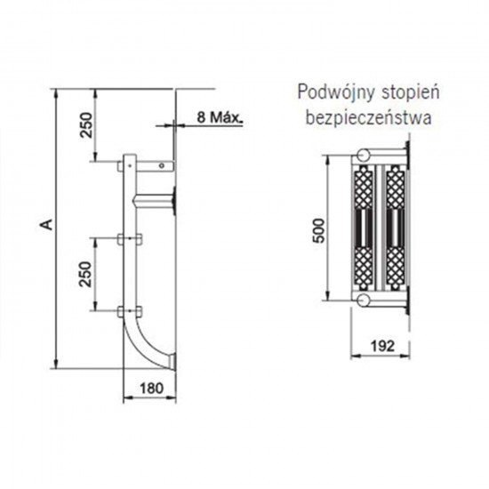 Drabinka basenowa 2-stopniowa z podwójnym stopniem dzielona - część dolna LUXE ASTRAL POOL