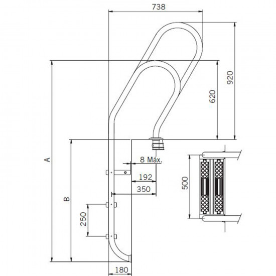 Pool ladder 3-step MIXED LUXE Asymmetrical ASTRAL POOL