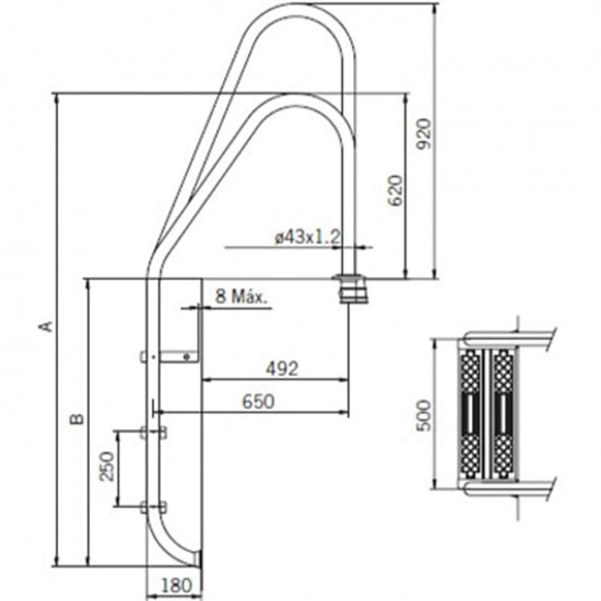 Drabinka basenowa 5-stop. STANDARD Asymetryczny ASTRAL POOL