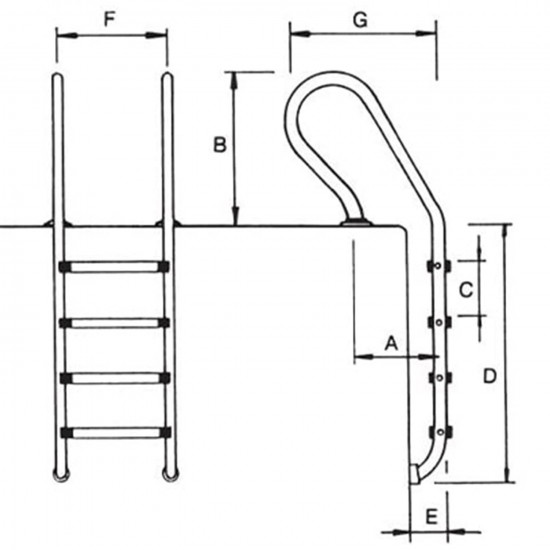 Pool ladder 4-step MIXED LUXE ASTRAL POOL