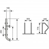 Divided 5-step pool ladder LINA steel AISI304 TEBAS