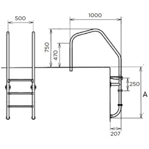 Pool ladder with safety step 4-stage MUNICH steel AISI316 TEBAS 2