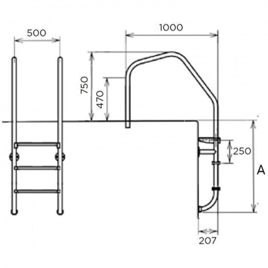 Pool ladder with safety step 4-stage MUNICH steel AISI316 TEBAS