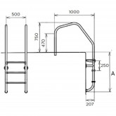 Pool ladder with safety step 4-stage MUNICH steel AISI316 TEBAS