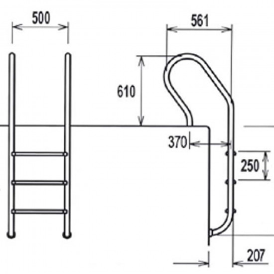 Pool ladder 5-step steel AISI304 MIXTA FLEXINOX