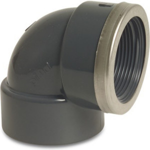 PVC-U 90-degree elbow with internal glued x female thread (reinforced)