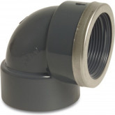 PVC-U 90-degree elbow with internal glued x female thread (reinforced)