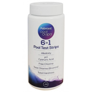 6-in-1 pool strip tester for checking chlorine levels, ph, alkalinity, alkalinity and water hardness PALINTEST