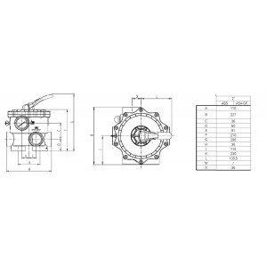 6-way side valve for swimming pool without 2" connections PRAHER 2