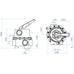 6-way valve for swimming pool 2 1/2" without connections MAGNUM ASTRAL POOL MAGNUM 2