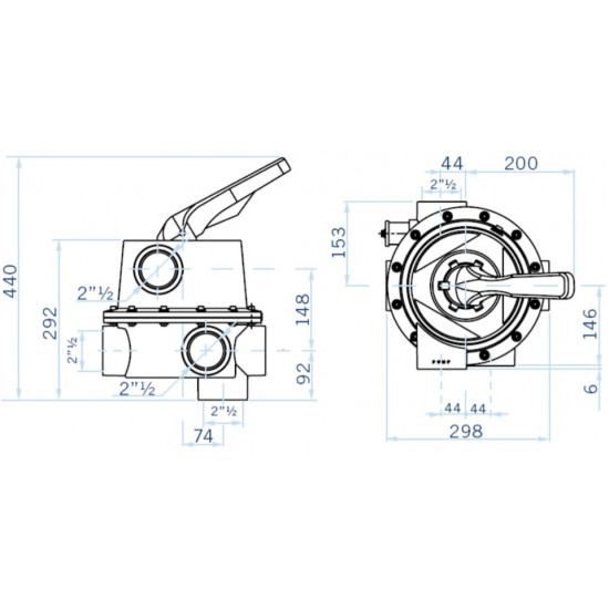 6-way valve for swimming pool 2 1/2" without connections MAGNUM ASTRAL POOL MAGNUM