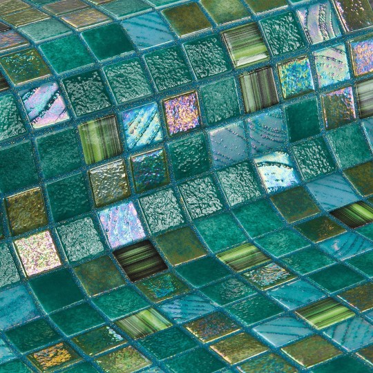 Mozaika basenowa szklana seria Topping, kolor Kiwi EZARRI