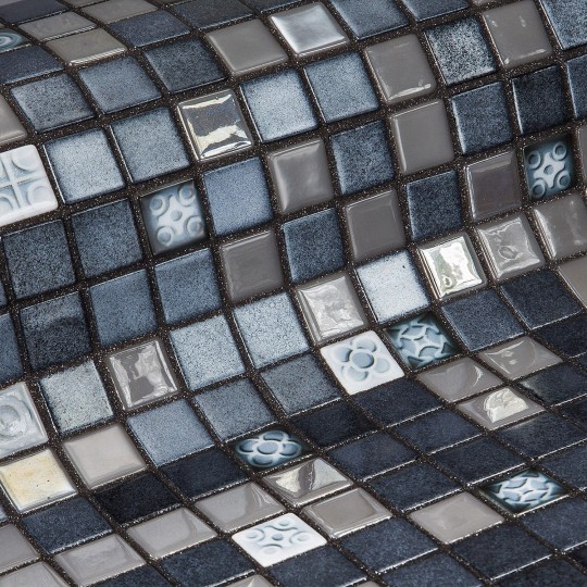 Mozaika basenowa szklana seria Topping, kolor Silver Bits EZARRI