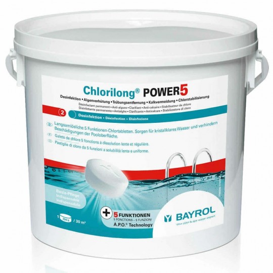 Tabletki chloru do basenu 250g CHLORILONG POWER 5KG BAYROL