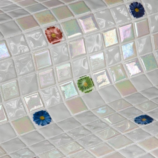 Mozaika basenowa szklana seria Topping, kolor Flowers EZARRI