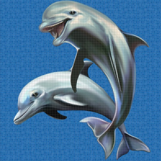 Pool mosaic glass decoration Happy Dolphins EZARRI