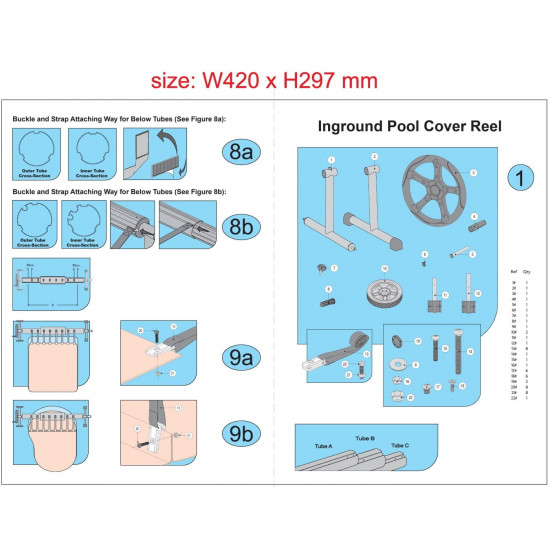 Rolka ruchoma do zwijania  folii basen max. 6,45x10 m MEGAPOOL