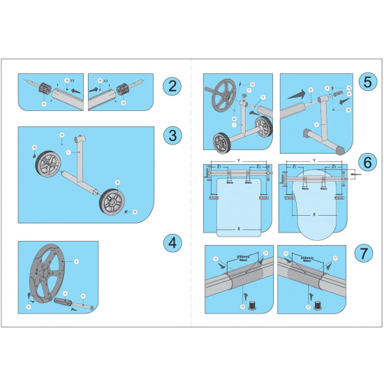 Rolka ruchoma do zwijania  folii basen max. 6,45x10 m MEGAPOOL