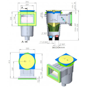 Universal sand pool skimmer STANDARD ASTRAL POOL 2