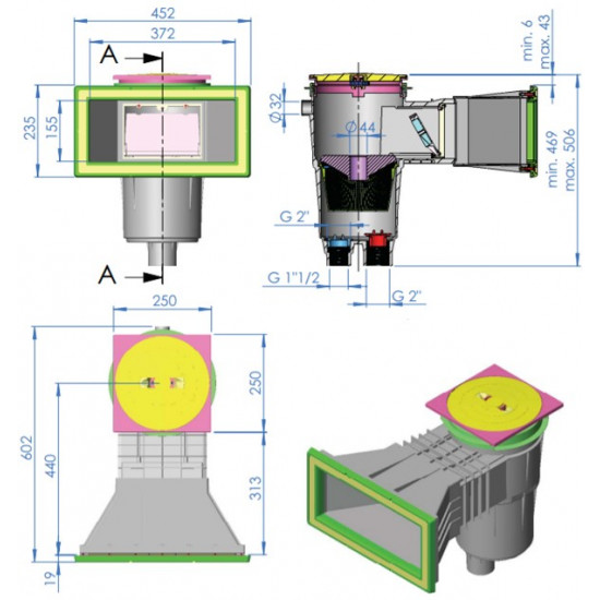 Skimmer for swimming pool universal wide sand ASTRAL POOL