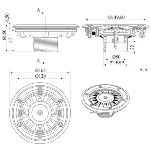 Bottom swimming pool nozzle for foil and prefabricated swimming pool anthracite EURO TEBAS 2