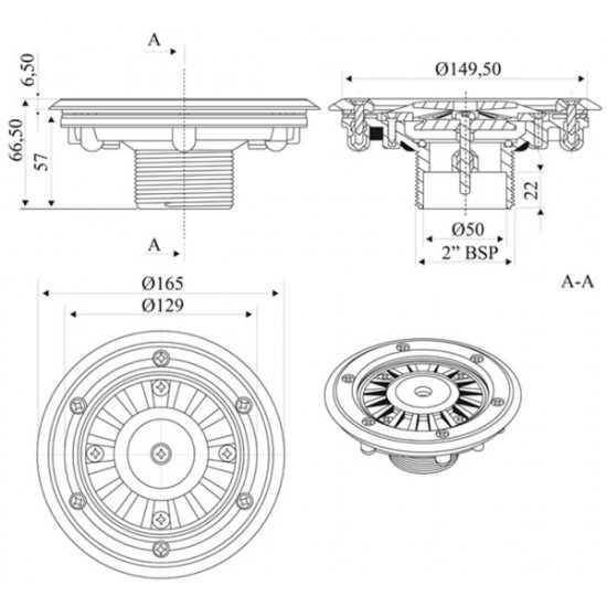 Bottom swimming pool nozzle for foiled and prefabricated swimming pool sand EURO TEBAS