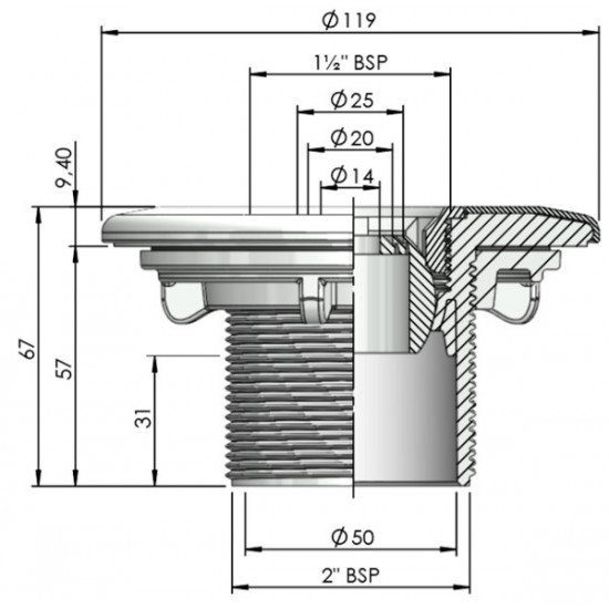 Nozzle for prefabricated swimming pool grey MULTIFLOW ASTRAL POOL