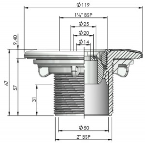 Nozzle for prefabricated swimming pools anthracite MULTIFLOW ASTRAL POOL 2