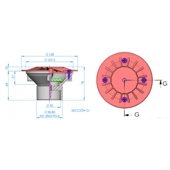 Bottom nozzle for tiled swimming pool sand ASTRAL POOL