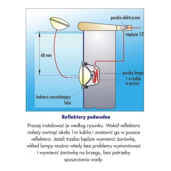 Lampa do basenu LED MAXI 30W 2400LM piaskowa COLOR EDITION TEBAS