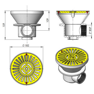 Bottom drain for tiled swimming pool grey ASTRAL POOL 2