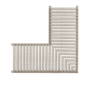 Corner tile for pool overflow PERPENDICULAR 145 mm AISI 316 stainless steel