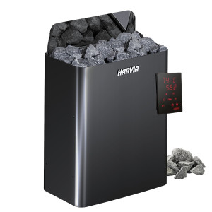 Electric sauna heater HARVIA THE WALL BLACK STEEL 9 kW with XENIO